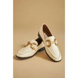 Anthropologie Bibi Lou Zagreb Loafers Ivory Leather Gold Horsebit 11
